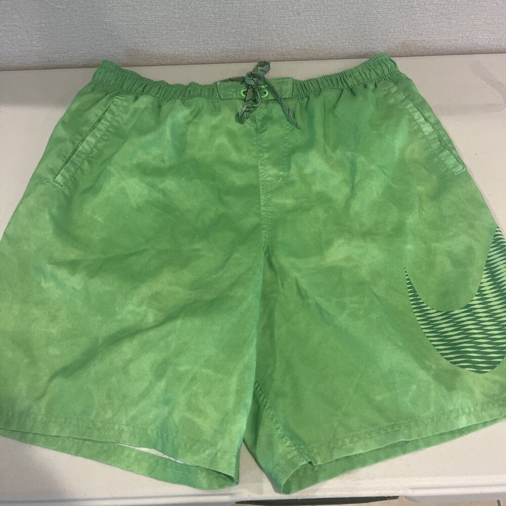 Men's Green Swim/Beach Shorts - Elastic Waist with Drawstring